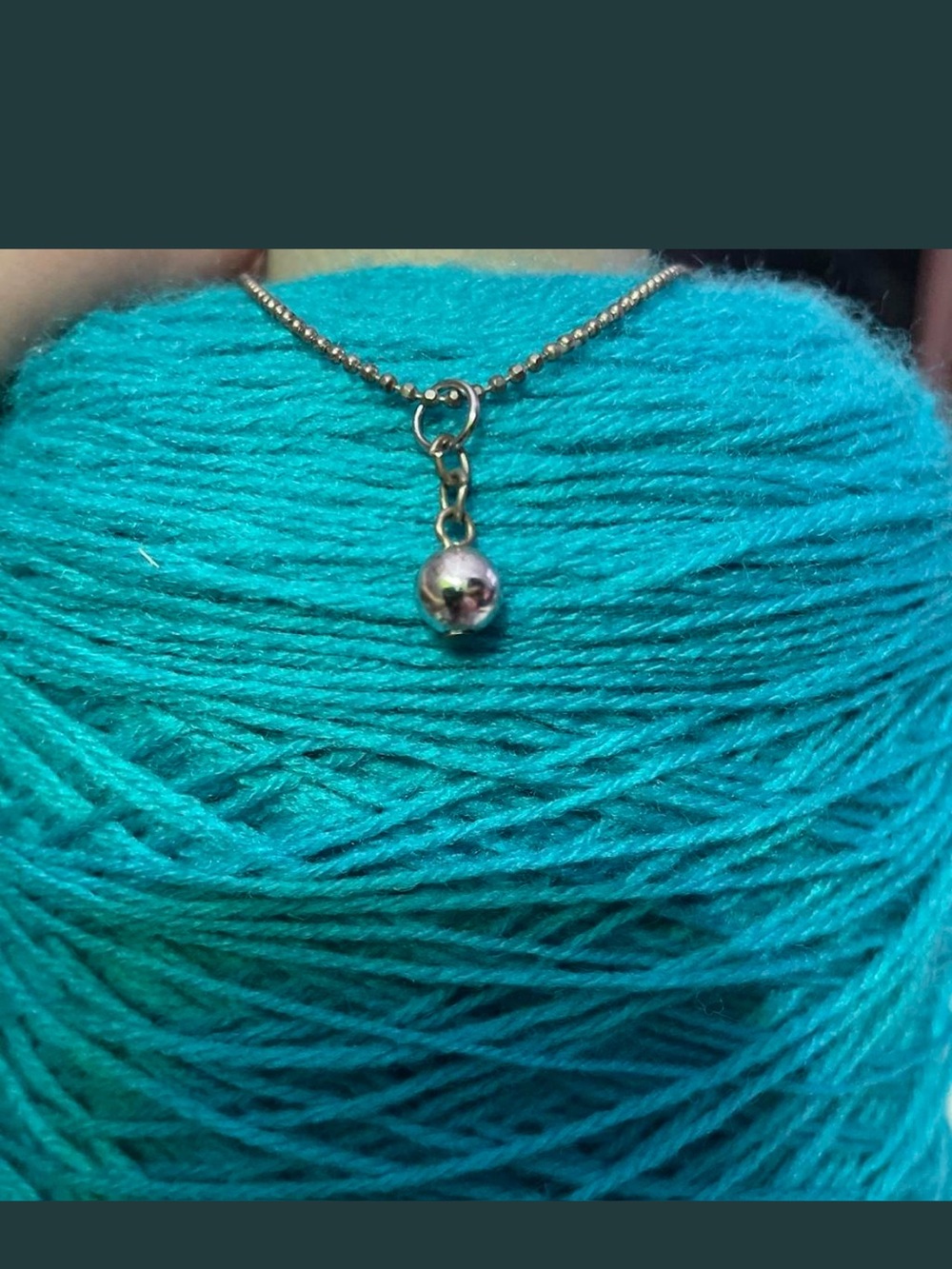 Delicate Gold Ball Pendant Necklace - Teal